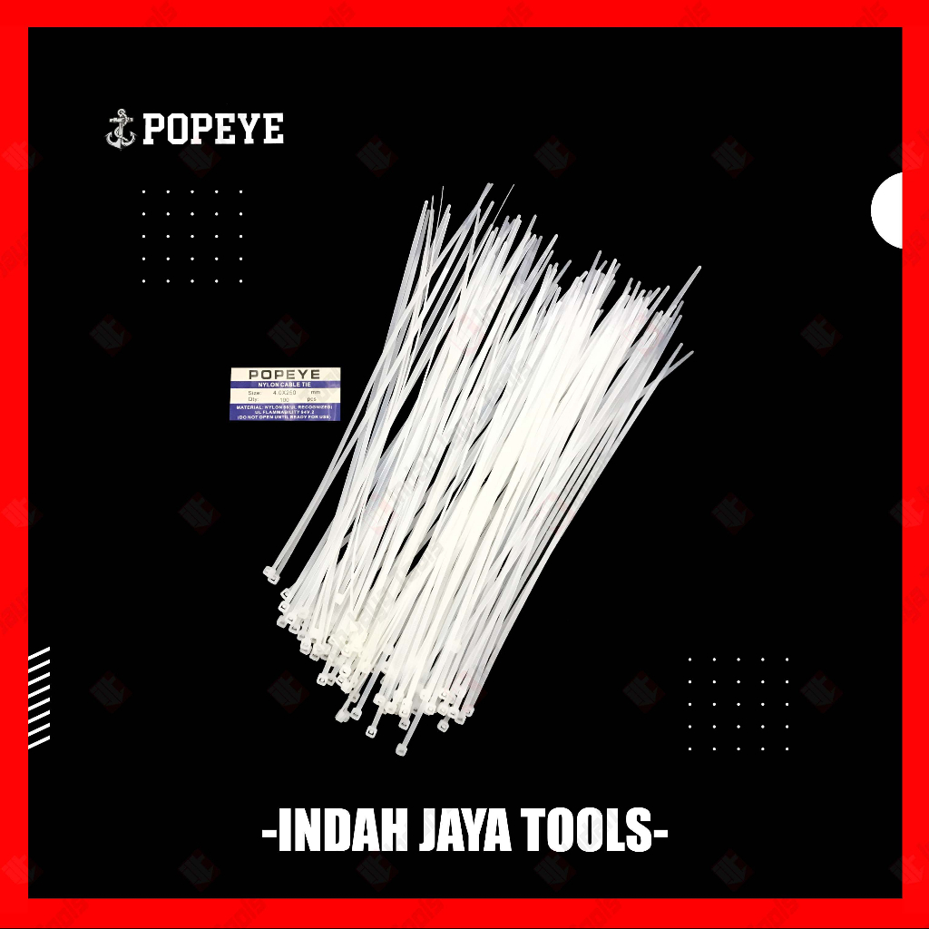 POPEYE Cable Ties 25 cm PUTIH Kabel Tie Pengikat Strap 250 mm