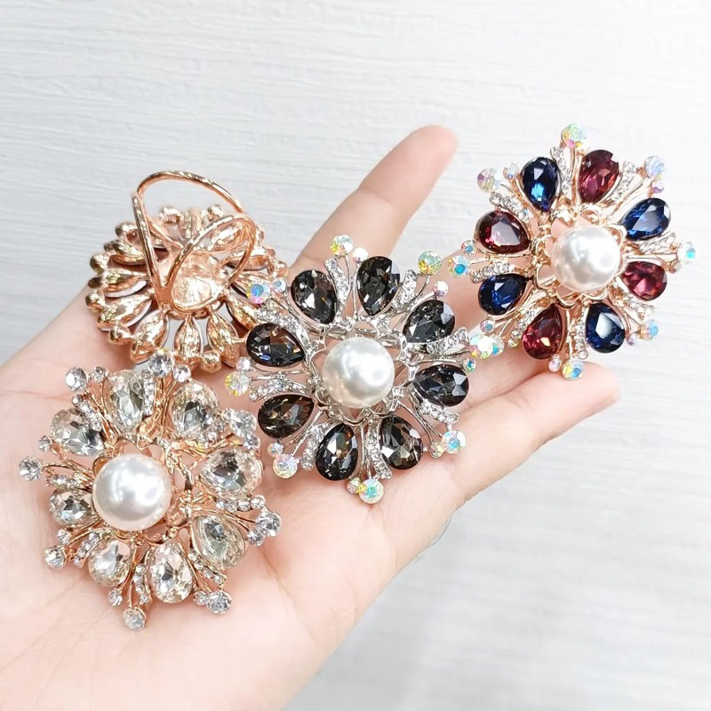 Ring bros cincin / Ring hijab jilbab / Ring syal bunga mutiara diamond tetes warni