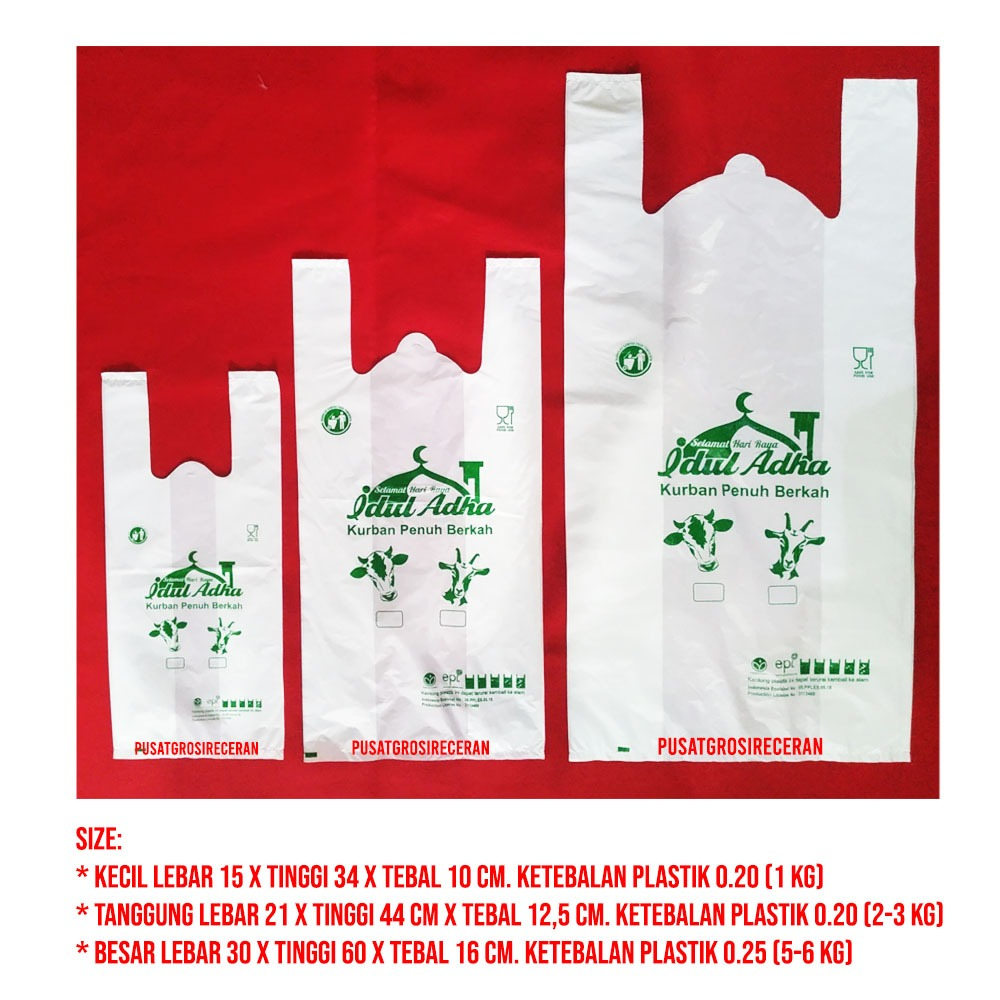 Custom Sablon Kantung Plastik Qurban Besar Kurban Halal Untuk Makanan Food Grade