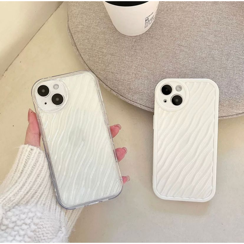 [TPC] Transparant Beige Wave Case Kompetibel For IPHONE 7 8 plus X XS MAX 11 12 13 14 PLUS MINI PRO MAX - IP082