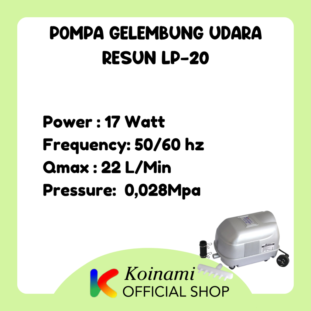 RESUN LP-20 / air pump / gelembung kolam ikan koi / aqurium / aquascape / filter / udara / oxigen