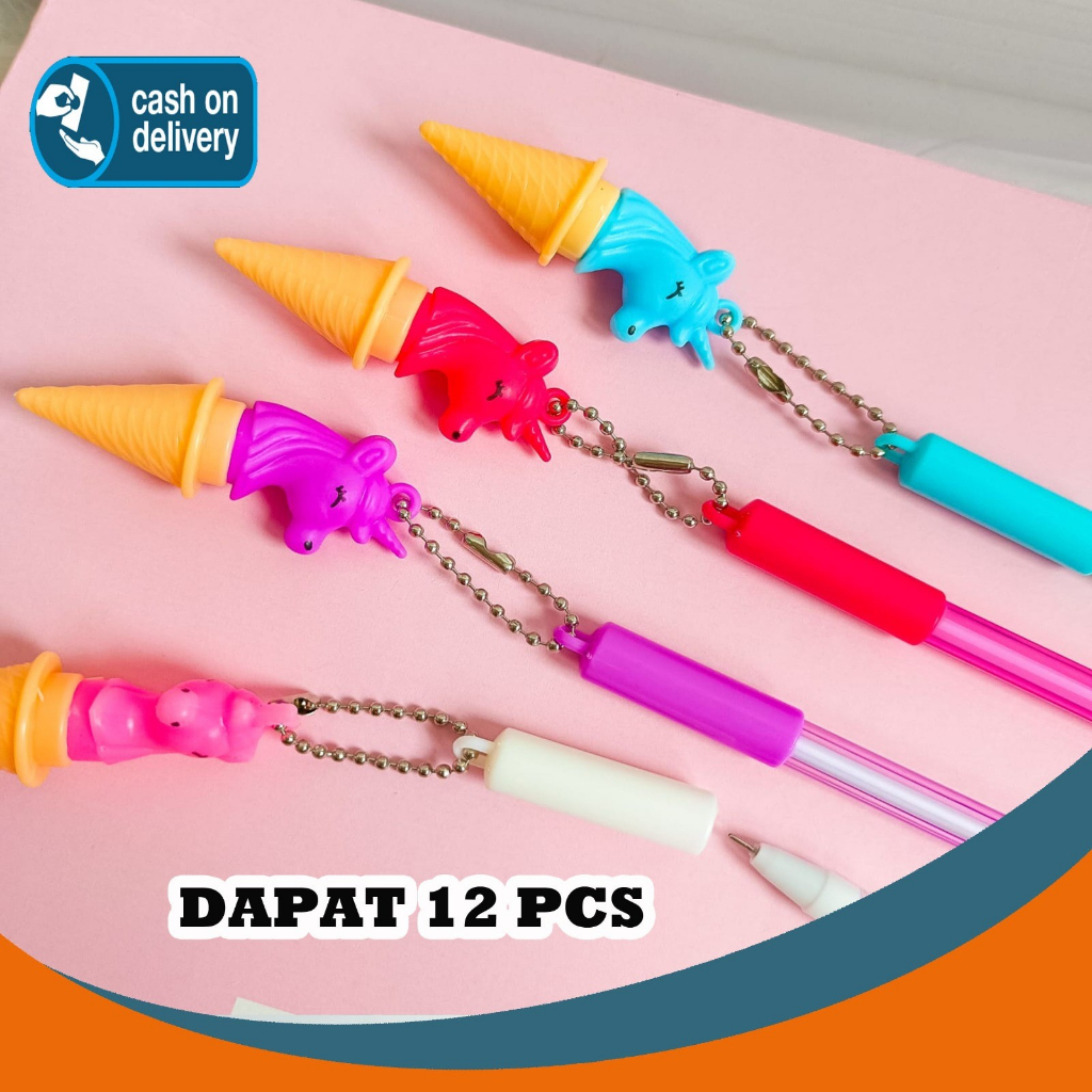 

SELUSIN PULPEN GANTUNGAN ICE CREAM UNICORN KUDA PONI ISI 12 PCS PEN GANTUNGAN ALAT TULIS BOLPOIN UNIK IMUT MURAH PEN GEL KARAKTER LUCU MURAH PENA