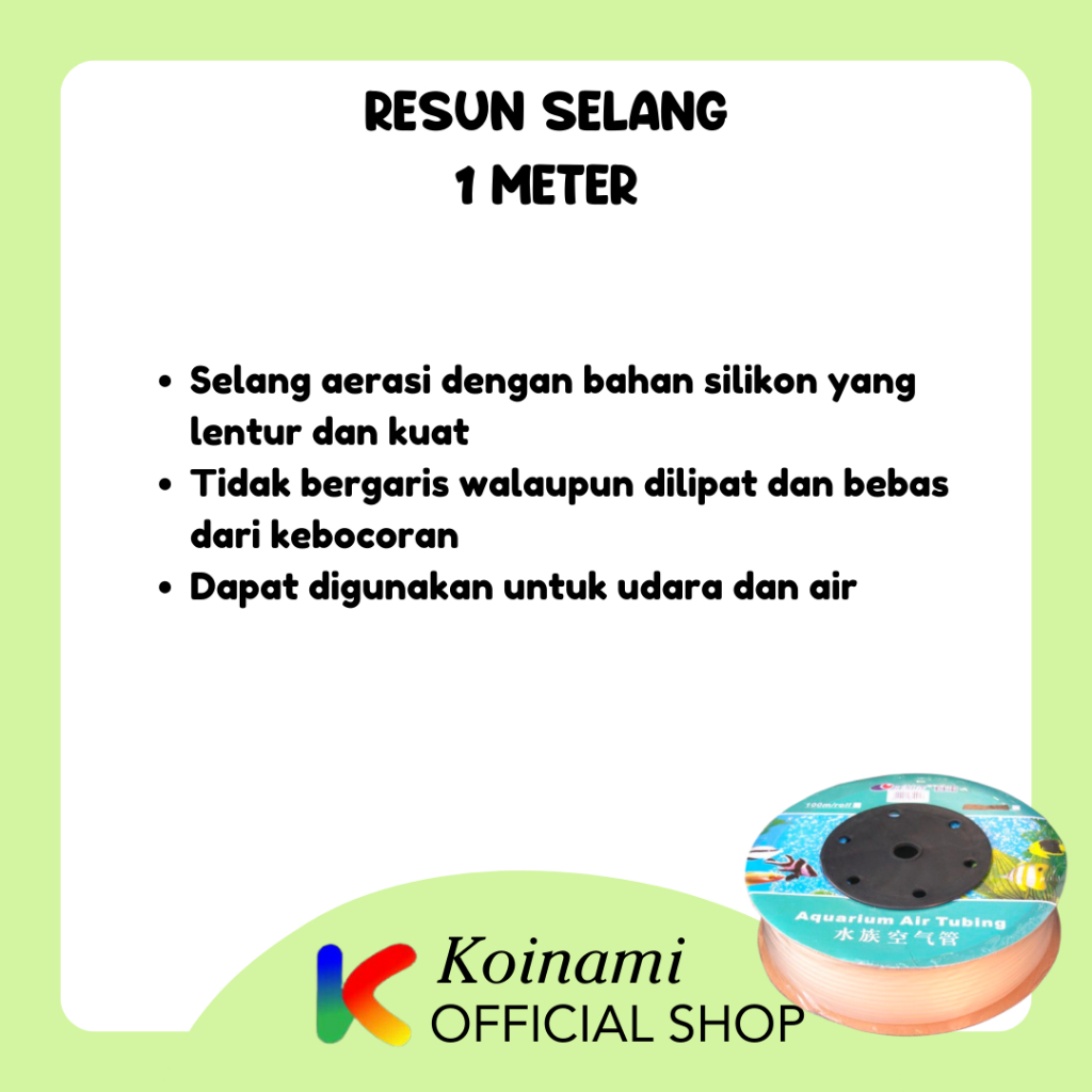 RESUN SELANG @ 1 meter / selang gelembung aqua scape aquarium / airator udara oxigen ikan koi