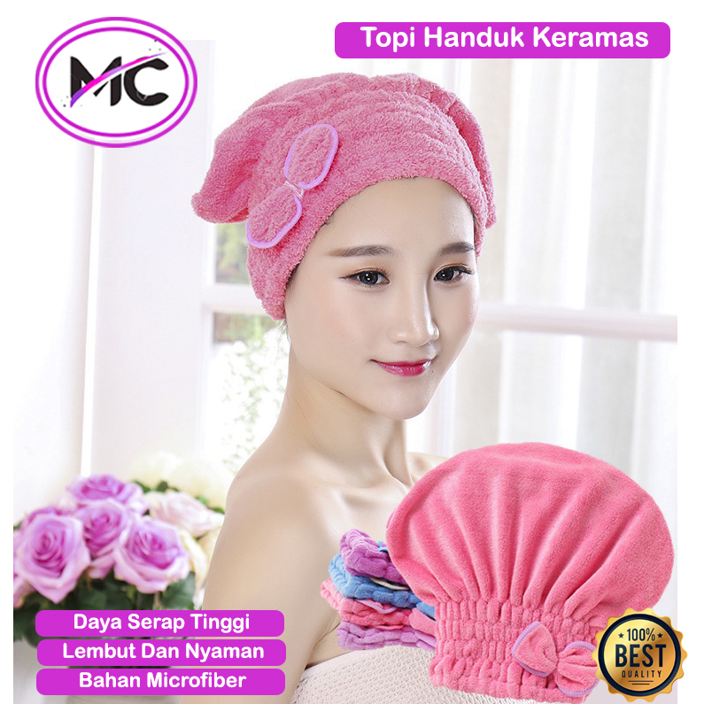 Topi Handuk Keramas Pengering Rambut Praktis Bahan Microfiber Lembut