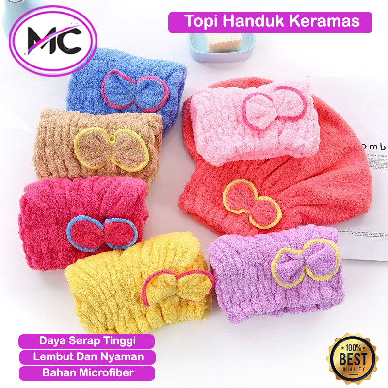 Topi Handuk Keramas Pengering Rambut Praktis Bahan Microfiber Lembut