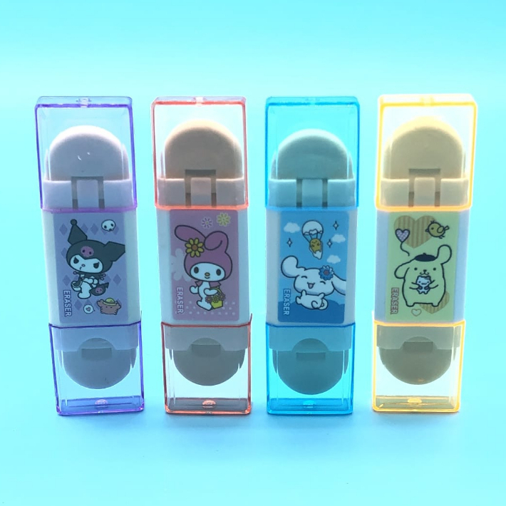 Penghapus Sanrio MIKA CASE Kuromi / Cinnamoroll / Melody / Pompompurin / Eraser Pensil Lucu 2B double head Karet Korea Alat Tulis Lucu Perlengkapan Sekolah