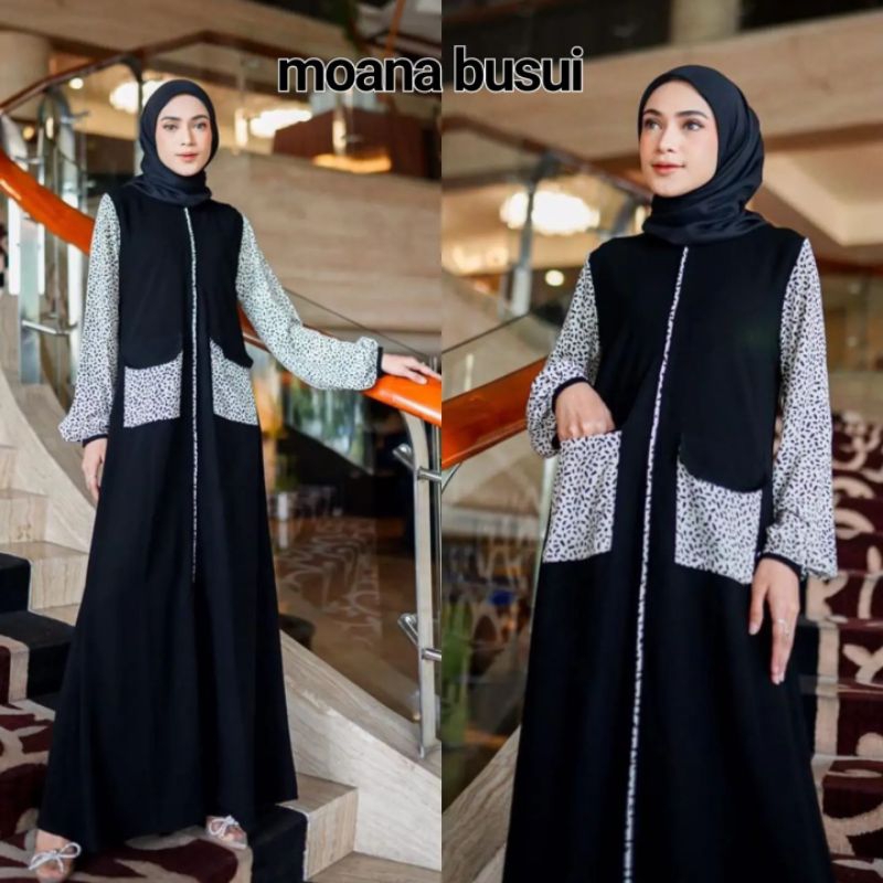 abaya moana busui,gamis hitam kode moana,abaya busui,gamis hitam,baju syari,abaya baju gamis hitam