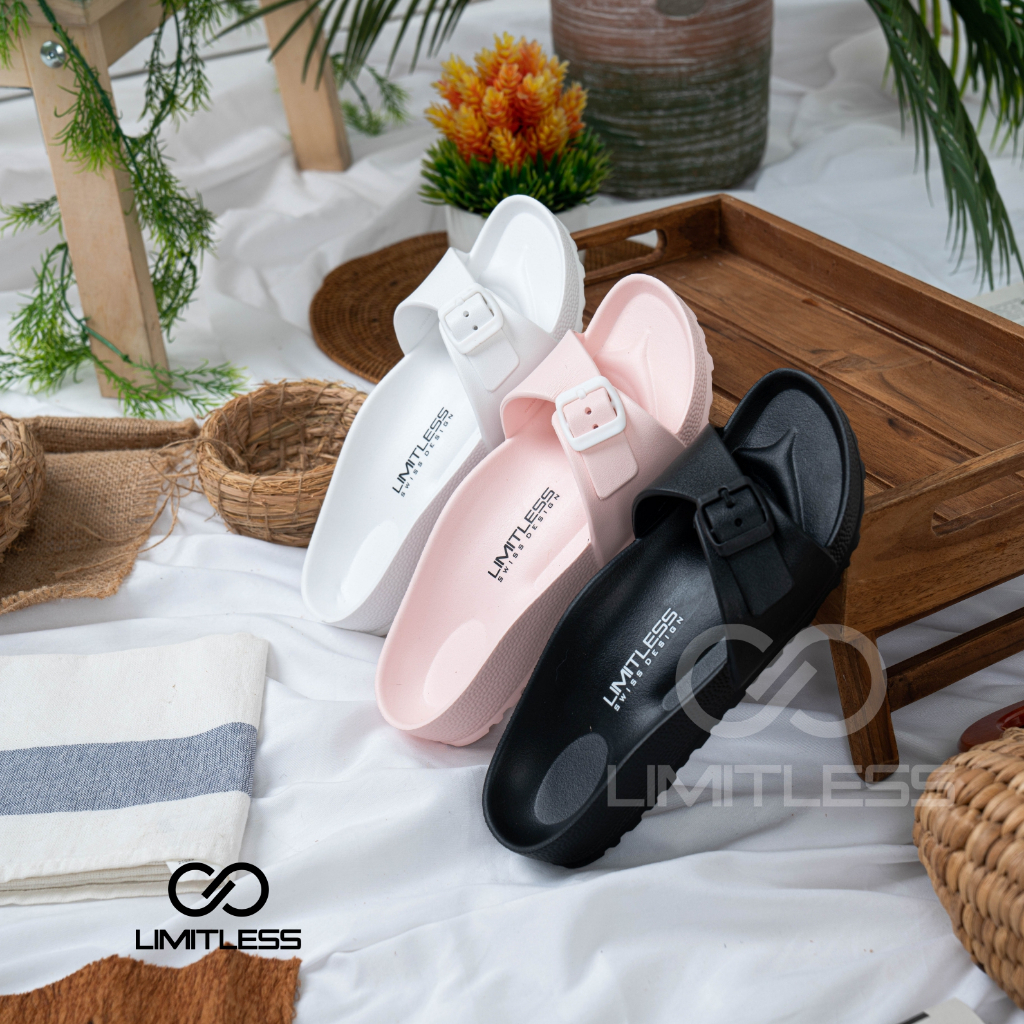 Zerolimit - Sandal Slip On Wanita Terbaru Sandal Strap Satu Tali Briken Cewek Anti Slip Sendal Slop Wanita Flat Eva