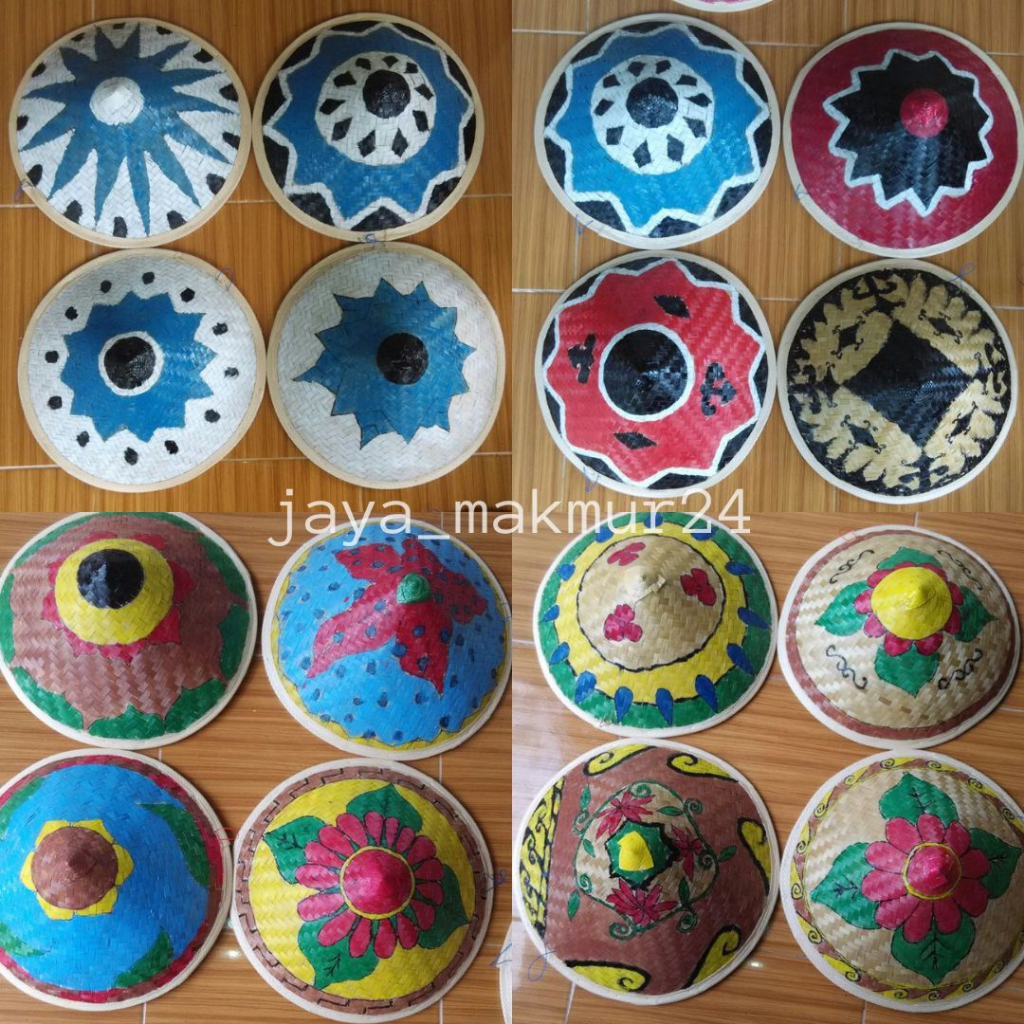 Caping Bambu Petani - Topi Caping Lukis Dekorasi- Topi Caping Warna OSPEK