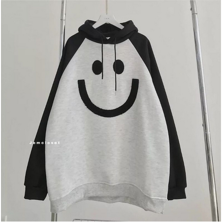 Sweater Basic Jumbo SMILE RAGLAN Oversize  Size M.L.Xl.Xxl| Crewneck Outerwear Pakaian Wanita Oversize | Korean Style