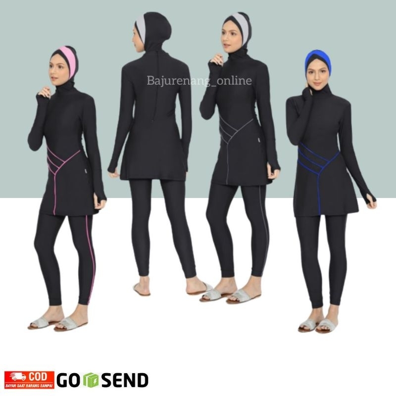 Edora - Baju Renang Muslimah Wanita Muslim cewe Slimfit Polos Edora sport MYRA swimwear