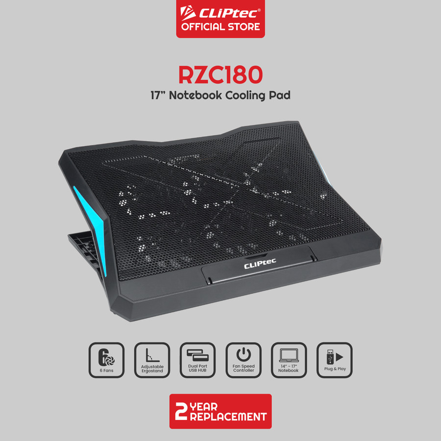 Cooling Pad RZC180 Laptop 6 Fan Adjustable Ergostand 17&quot; CLIPtec
