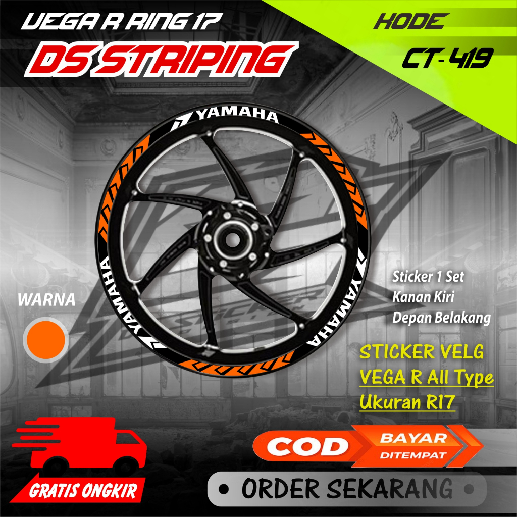 Ct-419 Stiker Cutting pelek variasi Sticker Velg Motor Vega R Ring 17