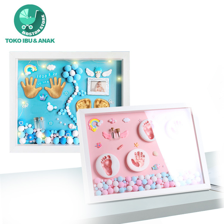 Bostonstore Cetakan Kaki / Cetakan Kaki Tangan Bayi / Cetakan Kaki / Cetakan Kaki dan Tangan Bayi / Baby Foot Print Hadiah Ulang Tahun Kenangan Bayi / Cetakan Kaki dan Tangan Bayi + Frame Classic / Set Cetakan Baby Foot Print Bingkai Foto Kaki Tangan Bayi