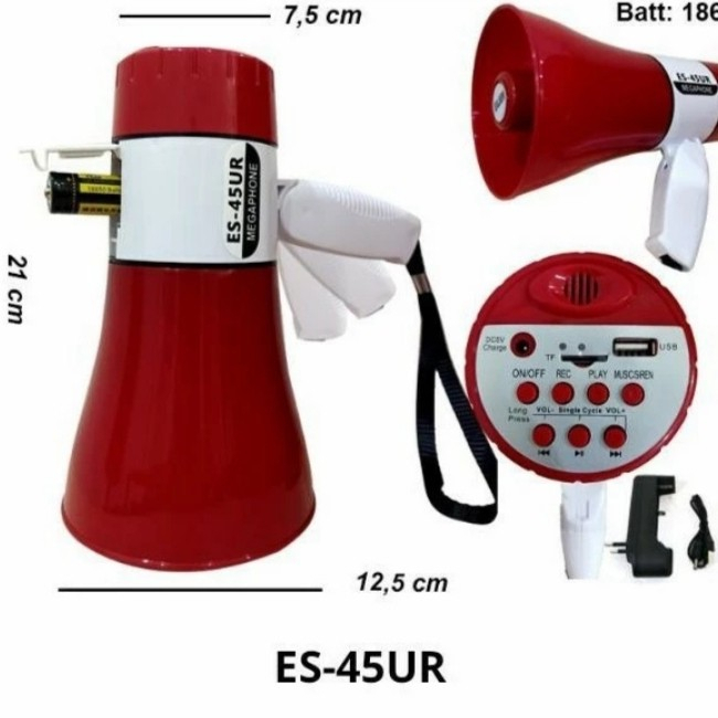 Megaphone pengeras suara EALSEM ES-45UR rekam suara sirine USB