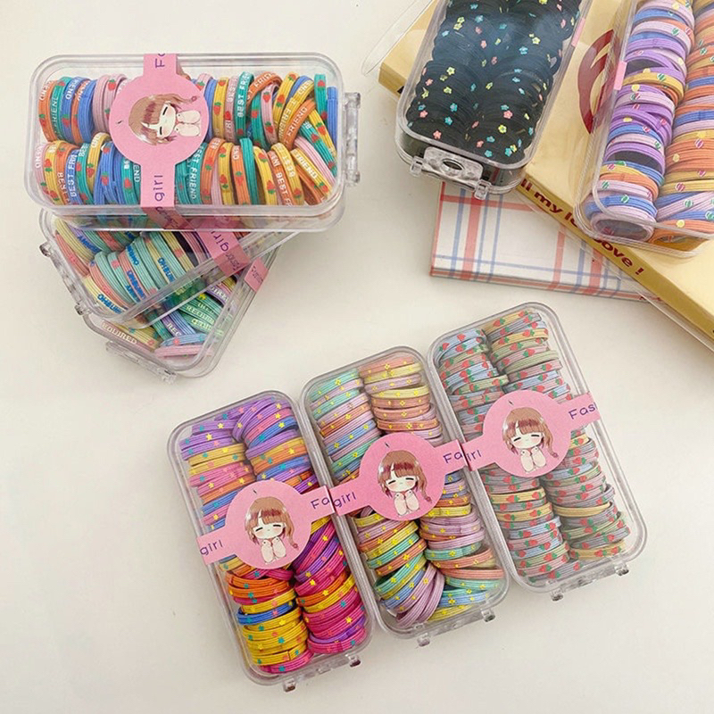 60PCS ! Karet Rambut Anak Perempuan Elastisitas tinggi anak-anak tidak melukai karet gelang rambut /  Ikat Rambut Karet Polos Elastis Gaya Korea / Karet Gel