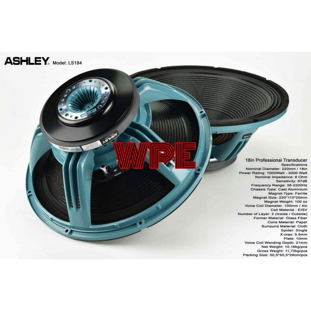 speaker komponen ashley transducer ls184 original ls 184 18inch