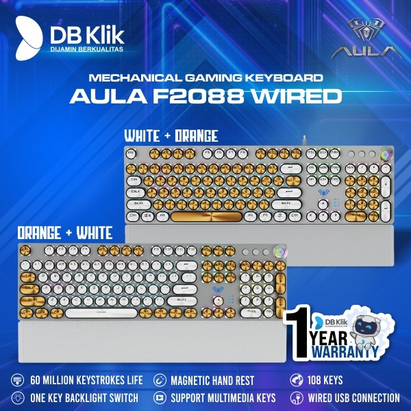 Keyboard Gaming Mechanical AULA F2088 Multimedia Wired - F2088