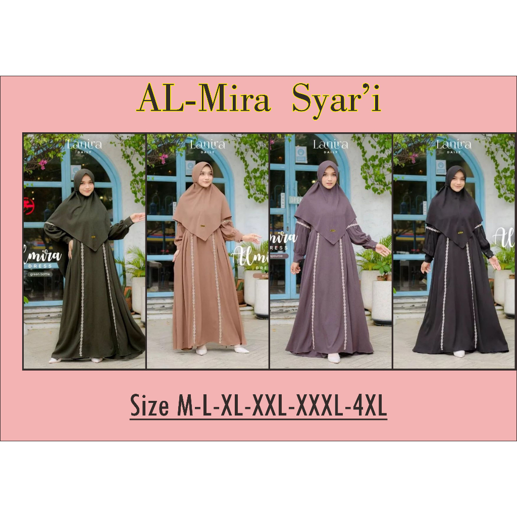 ALMIRA SYARI  PLUS KHIMAR SIZE M - L - XL - XXL - XXXL - 4XL GAMIS SET SYARI GAMIS JUMBO BUSUI MURAH