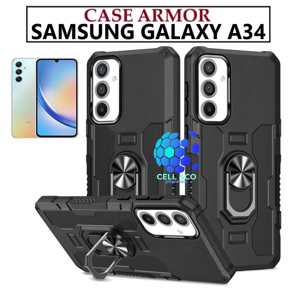 Case Armor SAMSUNG GALAXY A34 Iring Cincin Magnetic Kesing Hp Protect kamera Premium Hard Case Standing Robot Pelindung Kamera