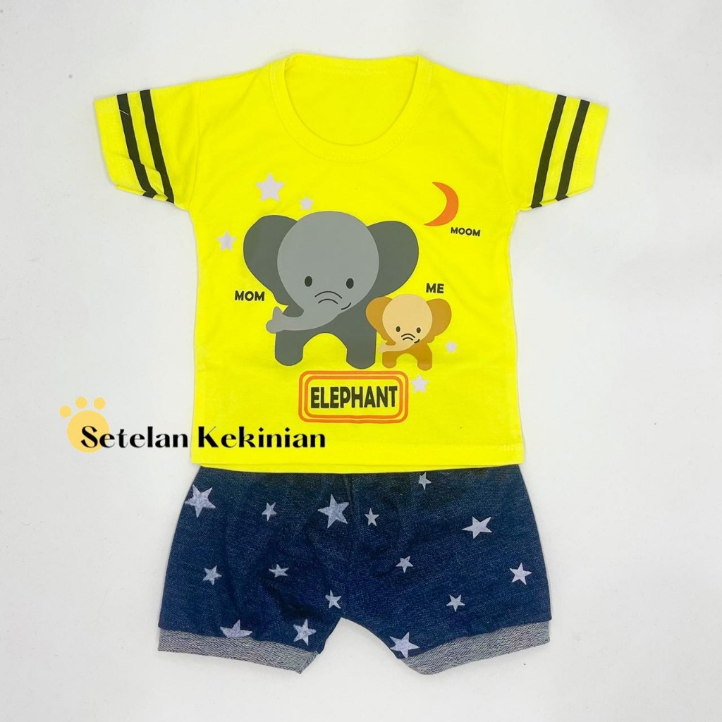 [SERIES KUNING] Setelan Anak Laki Laki Lembut 0-12bulan 1tahun Kaos Adem Katun Set Baby Boy Cowok Newborn Murah Import