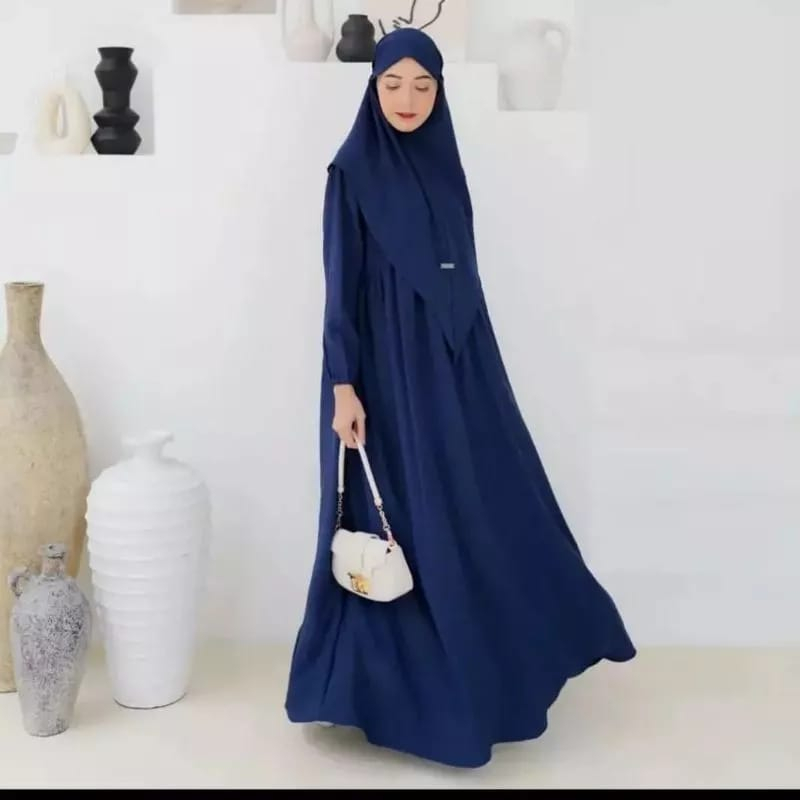 Gamis Syari Terbaru 2023 Set Khimar Anisya Syari Gamis Jumbo Crinkle Airflow Baju Kondangan Wanita Kekinian