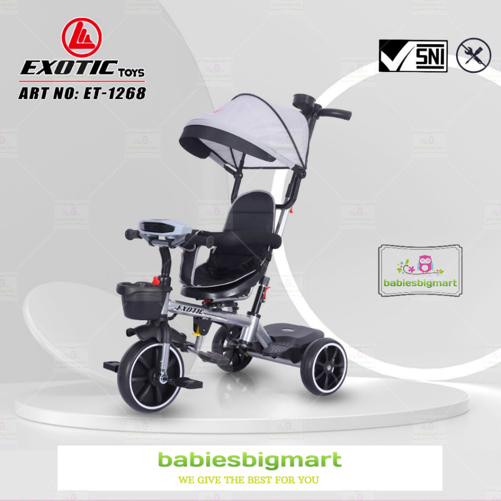 SEPEDA ANAK RODA 3 TIGA TRICYCLE EXOTIC ET 1268 MUSIC LAMPU KURSI PUTAR