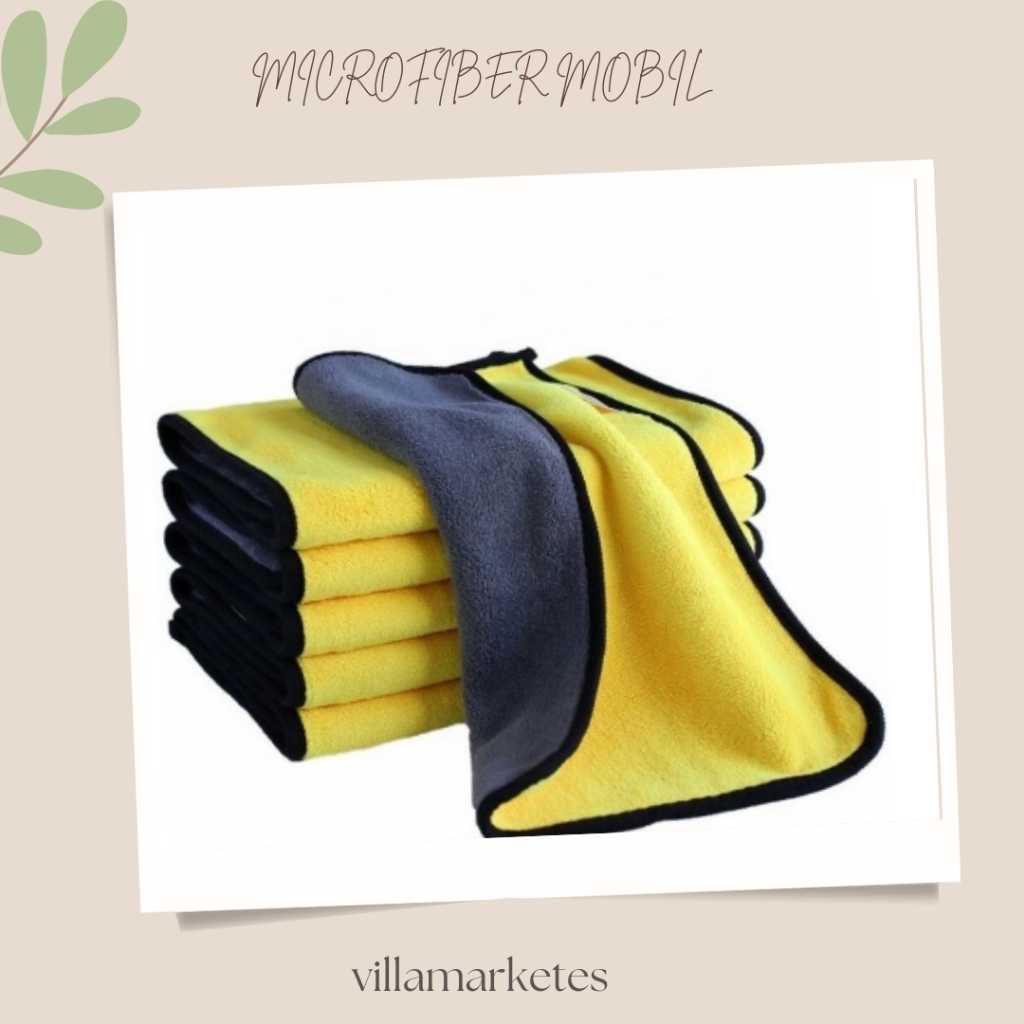 KUNING ABU SUPREME LAP MOBIL MICROFIBER BESAR TEBAL SERBAGUNA / KAIN PENGERING MOBIL 2IN1/Lap Microf