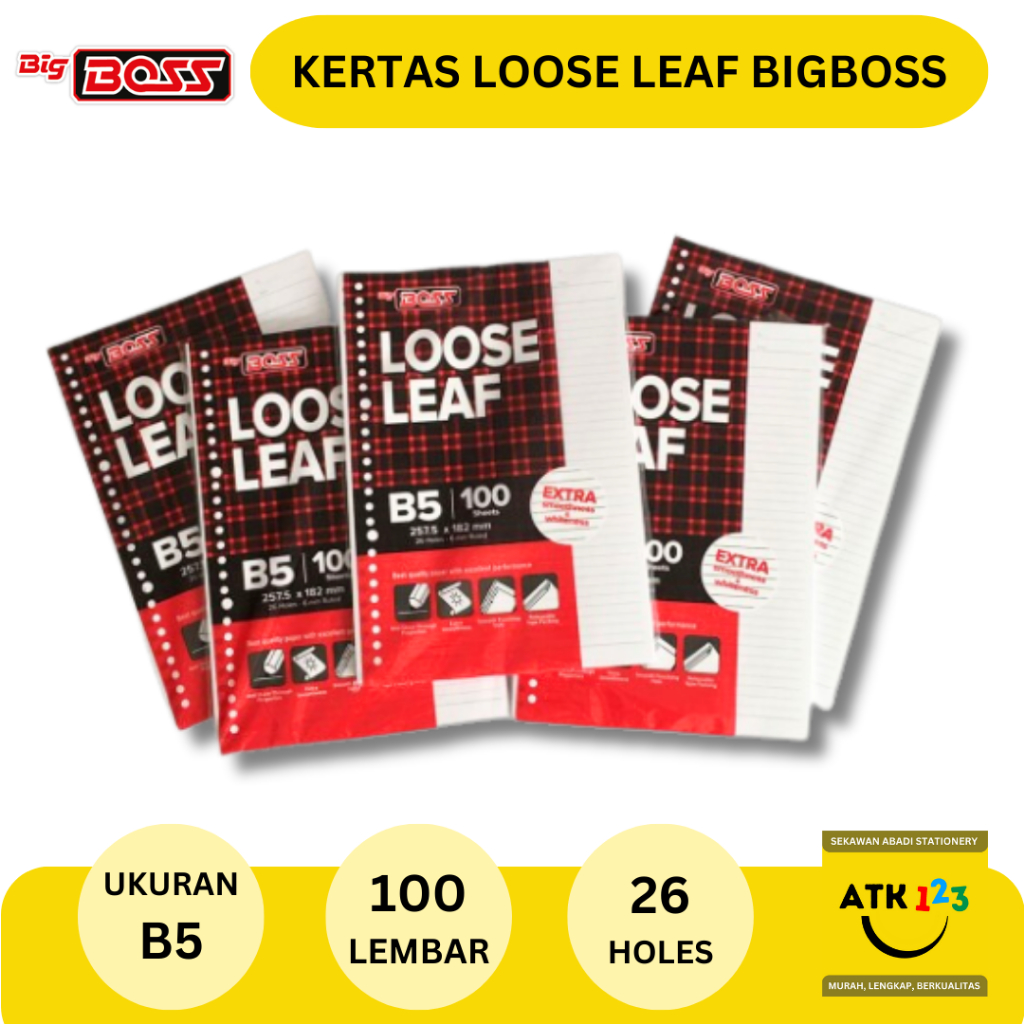 Kertas Loose Leaf B5 Bergaris isi 100 Lembar