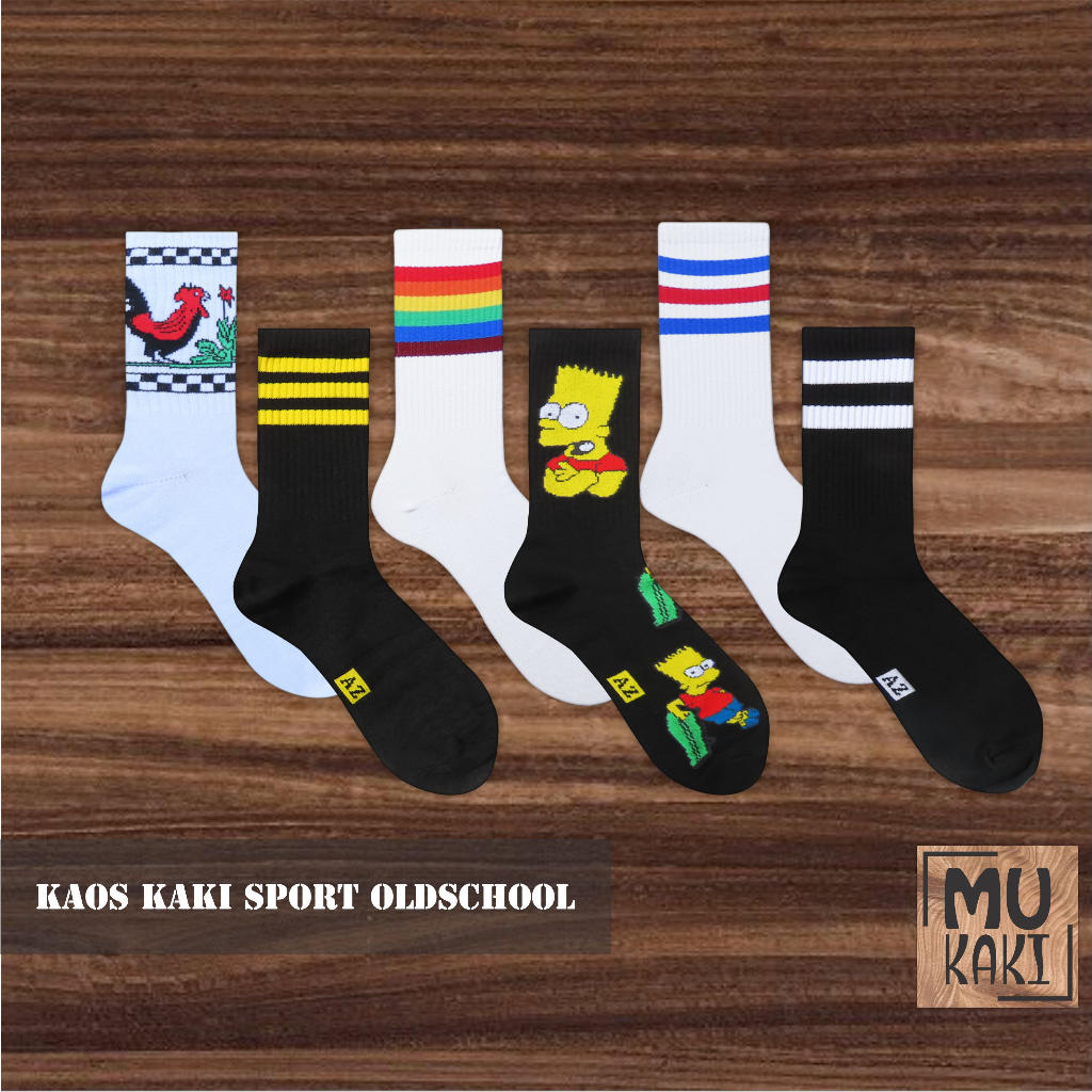 Mukaki Kaos Kaki Sport Dewasa OldSchool Skate Motif Unisex Pria Wanita