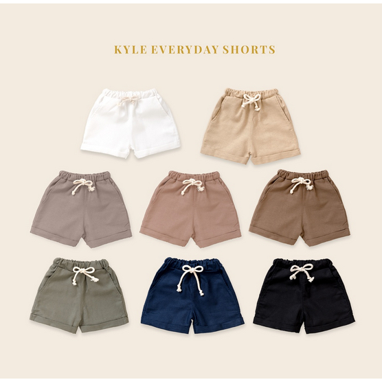 Little Folk Kyle Everyday Pants - Short Shorts Celana Pendek Anak Celana Anak Chino Khaki Elastic Linen Lembut