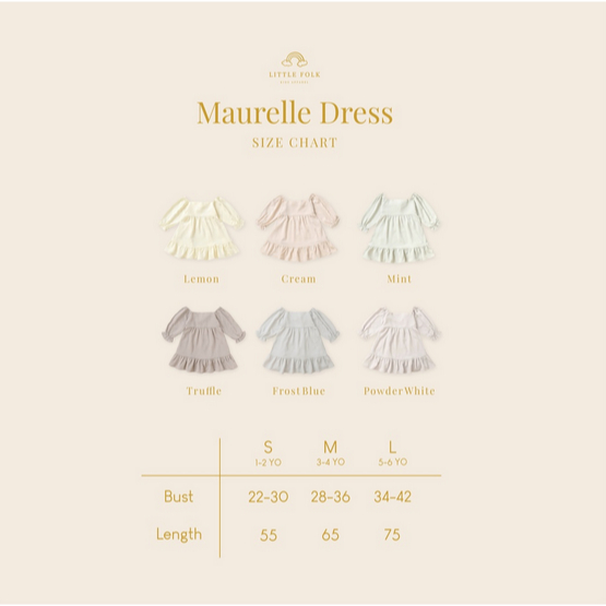 Little Folk Little Folk Maurelle Dress - Dress Baju Anak Bayi Balita Lucu Ruffle Skirts Crinkle Dress Terusan Anak Perempuan Pita Ribbon