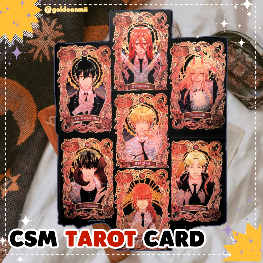 [READY STOCK] CSM - Chainsaw Man Tarot Card ✦ Chainsaw Man Artprint ✦ Tarot card Anime CSM ✦ fanmerc