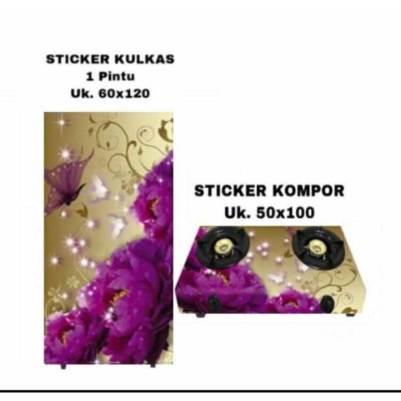 WALLPAPER STIKER KULKAS 1 PINTU DAN KOMPOR 2 TUNGKU