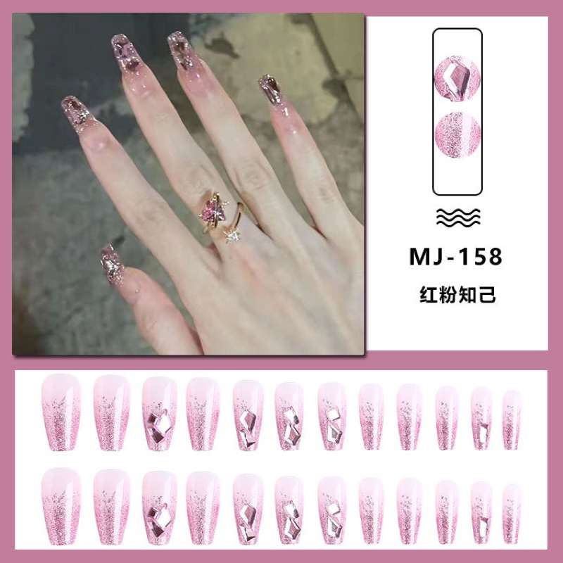 Kuku Palsu 【B91，lem cair】Nikah kuku Wedding False Nailart Pengantin Tangan