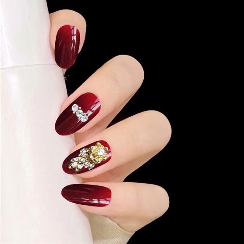 Kuku Palsu 【B35，lem cair】Nikah kuku Wedding False Nailart Pengantin Tangan