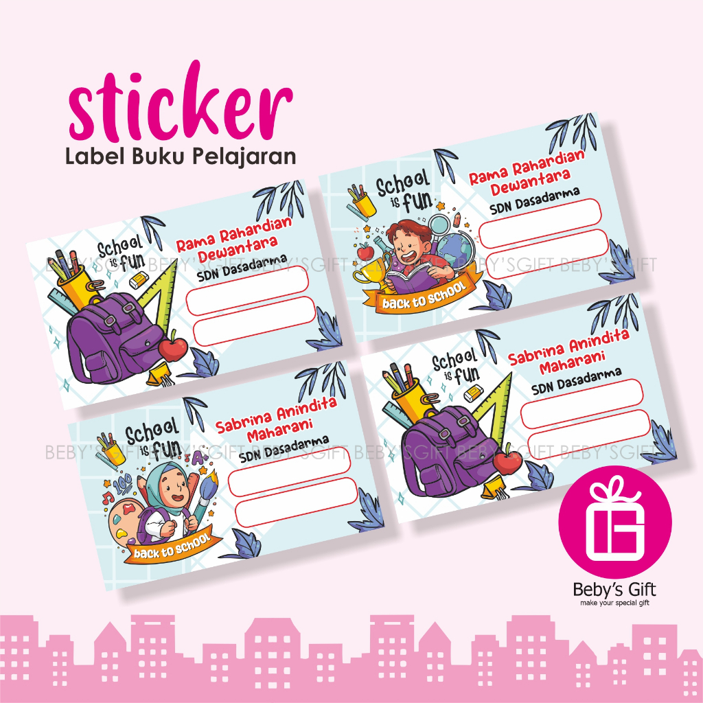 

Stiker Buku Pelajaran Anak Custom Nama dan Sekolah Sticker Mapel