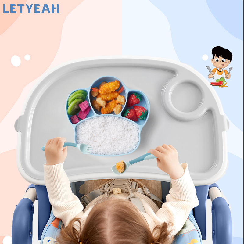 letyeah Piring makan anak karakter lucu mangkok makan bayi anti slip/Bpa free