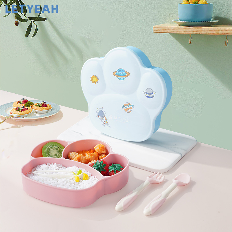 letyeah Piring makan anak karakter lucu mangkok makan bayi anti slip/Bpa free