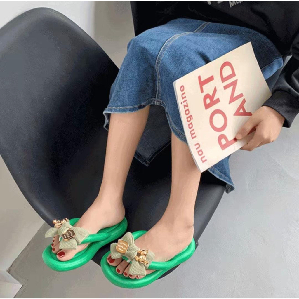 CUCI GUDANG GROSIRTAS TG1605 Sandal Jepit Jelly Sandal Wanita Karet Lembut Elastis Non-slip Sandal Karet Wanita Import Sandal Jepit Wanita Pita Besar Soft Jelly Korean Style