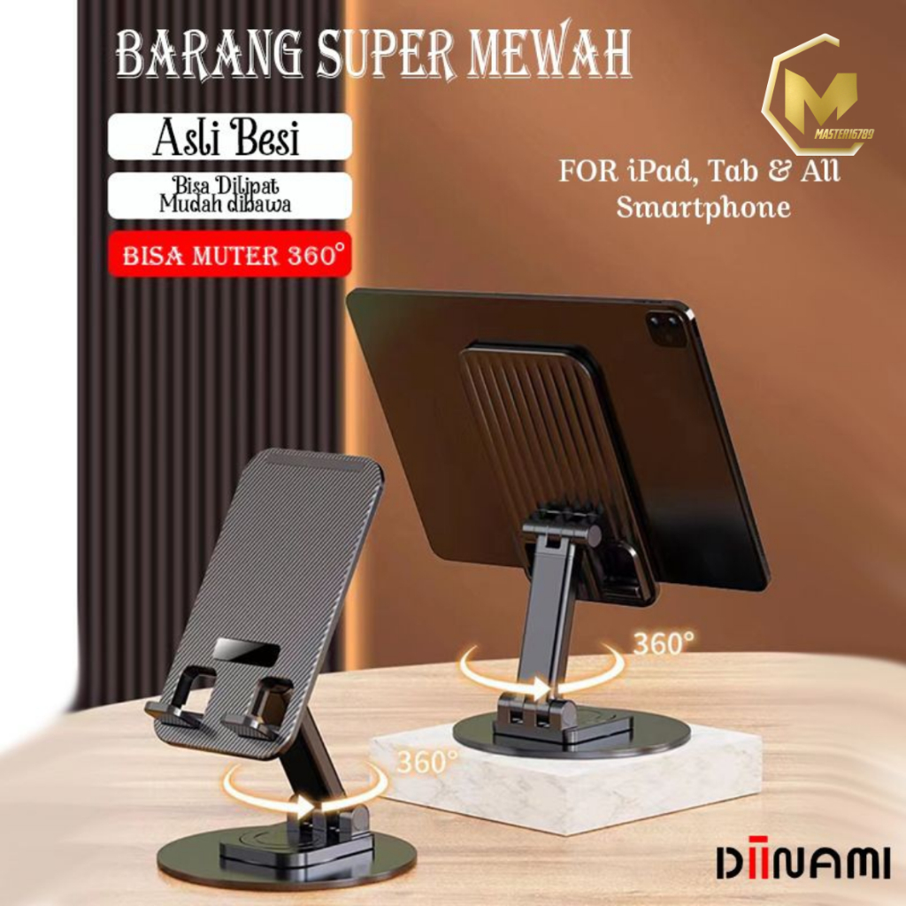 DIINAMI HM-1 Holder HP BESI phone Holder stand hp Tab &amp; iPad universal   Holder lipat besi di meja dudukan hp  bisa puter 360 derajat MA4404