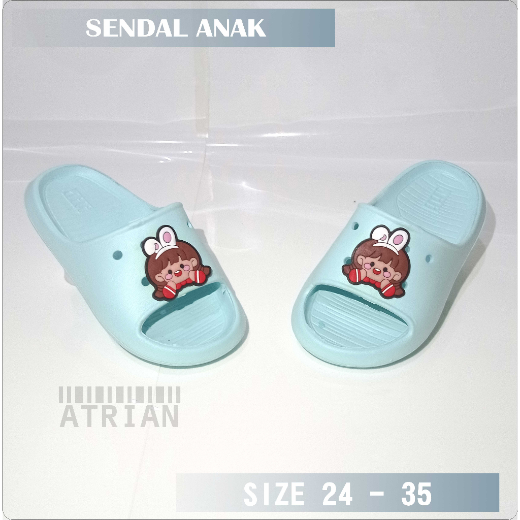 SENDAL ANAK SELOP PEREMPUAN BERMOTIF / SENDAL ANAK PEREMPUAN MOTIF BARU