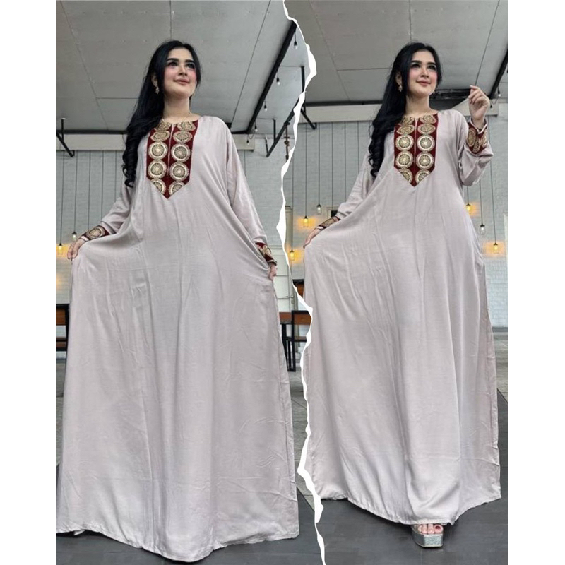 Daster arab Dlusia SHALIMAH Gamis Rayon Maxi Dress Big Size Original