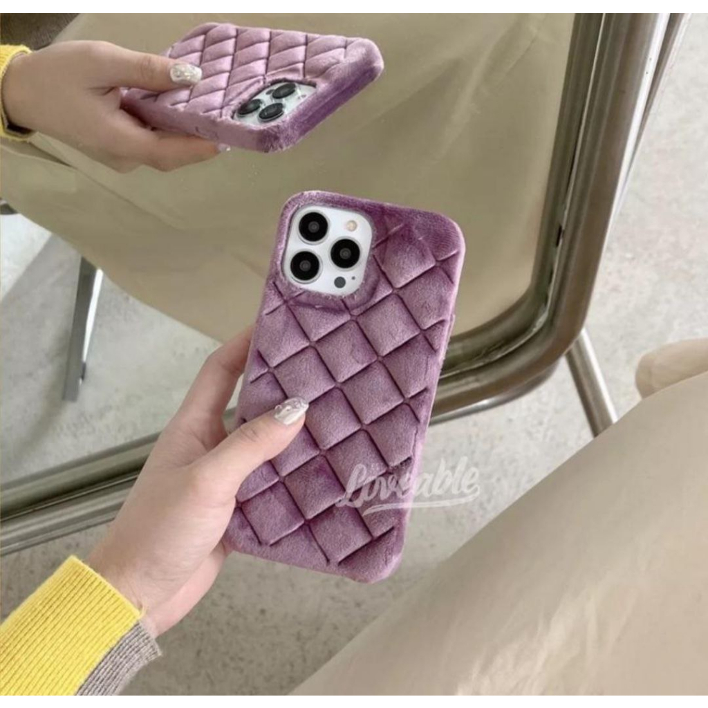 Diamond suade puff case for iphone XR 14 - 14 promax