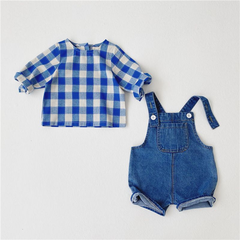 BABY K2 - jumper kodok + baju kotak biru kode 00330