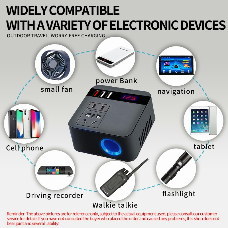 YUN Mall Car inverter charger universal 12v24v to 220v multi-function power converter mobile phone computer charging