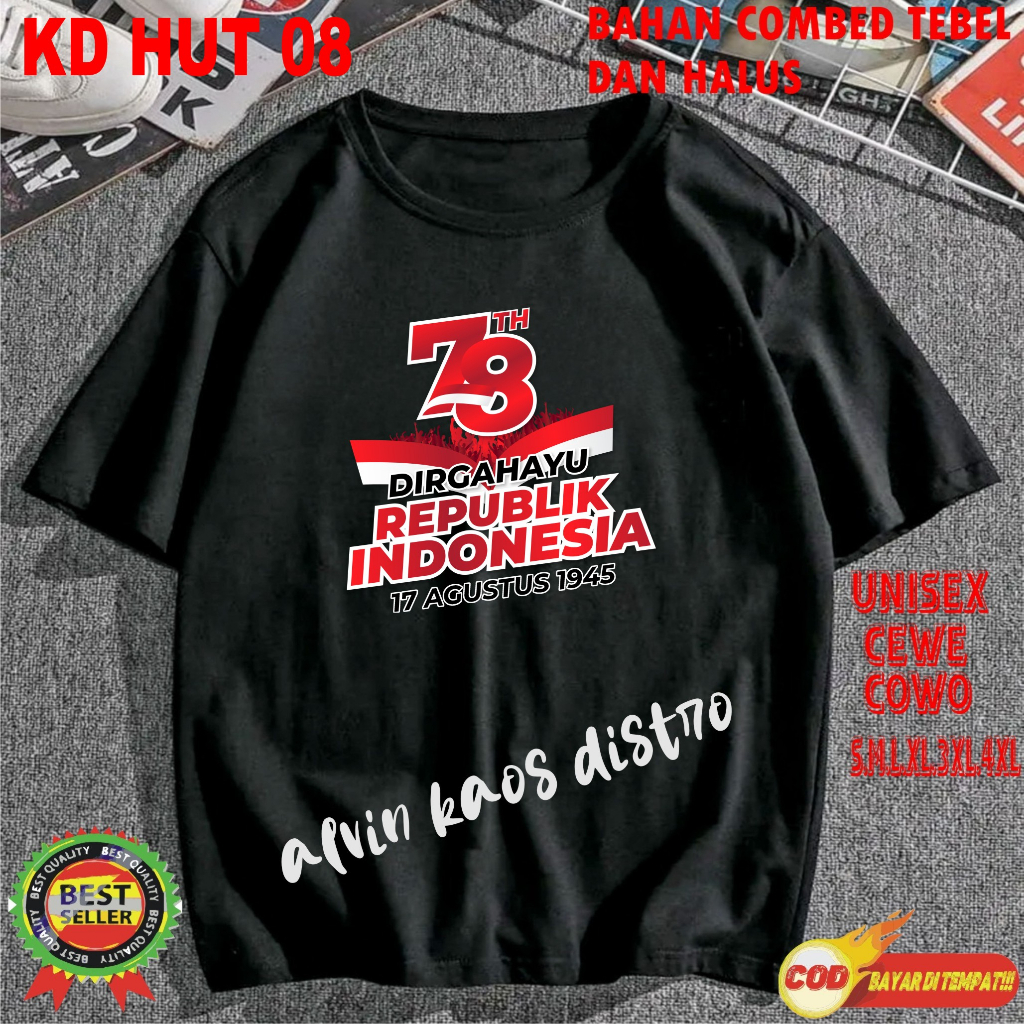 Beli 10 Pc Gratis 1 Pc Hut RI 78 Kaos Terlaris 17 Agustus 1945 78 Kemerdekaan Indonesia Kaos Merah Putih Hitam Kaos Cewek Cowok Anak004