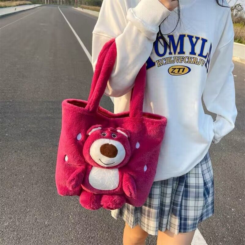 (COD) Tas Bahu Tas Tote Shoulder Bag Fashion Motif Kartun Karakter Hewan Warna Fanta Beruang Anak &amp; Dewasa