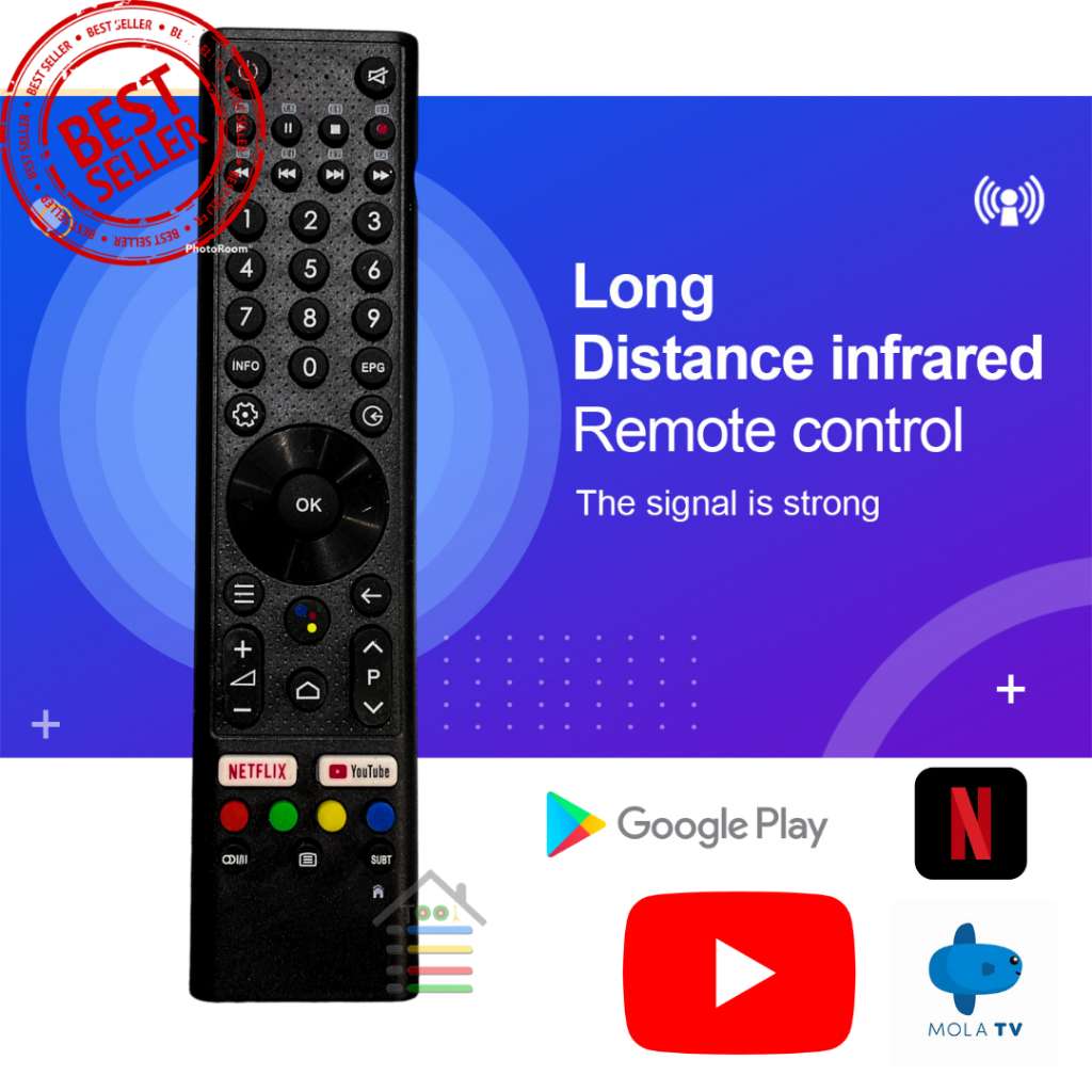 REMOTE CHANGHONG ANDROID TV CHIQ DIGITAL YOUTUBE NETFLIX MULTI SHP01