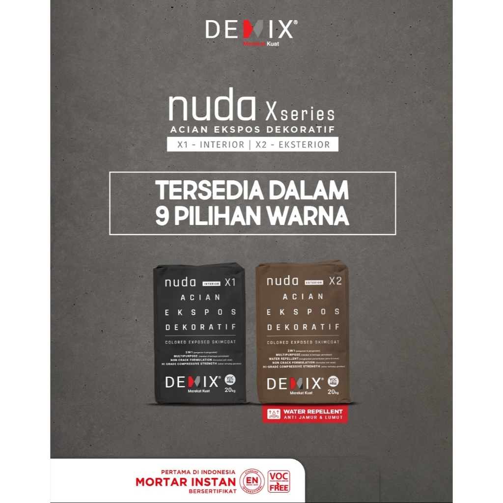 Semen Instan DEMIX NUDA X1 Mortar instant Acian Ekspos Dekoratif Interior Dekorative Dinding Dalam Ruangan
